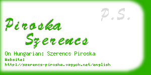 piroska szerencs business card